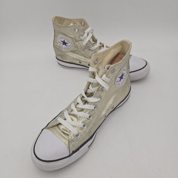Converse Chuck Taylor All Star Hi Top Metallic Light Gold 153178F Women 9 Men 7 - Picture 1 of 11
